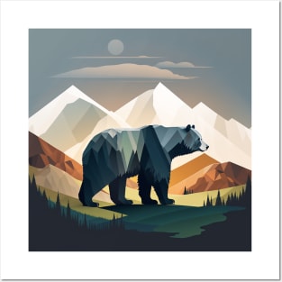 Grizzly in mountains Posters and Art